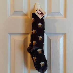 DAVCO Rock Your Sox Beer Mugs Plush Dual Layer Slipper Socks 10-13 BNWT SO